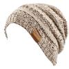 image:imageThe Hat Depot 700 Exclusive Unisex Two Tone Stretch Cable Knit Beanie Slouch Hat