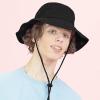 image:imageThe Hat Depot Cotton StoneWashed Safari Wide Brim Foldable DoubleSided Sun Boonie Bucket Hat2 Cotton  Black