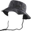 image:imageThe Hat Depot Cotton StoneWashed Safari Wide Brim Foldable DoubleSided Sun Boonie Bucket Hat2 Cotton  Charcoal