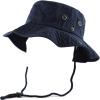 image:imageThe Hat Depot Cotton StoneWashed Safari Wide Brim Foldable DoubleSided Sun Boonie Bucket Hat2 Cotton  Navy