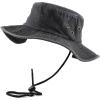 image:imageThe Hat Depot Cotton StoneWashed Safari Wide Brim Foldable DoubleSided Sun Boonie Bucket Hat4 Black Denim