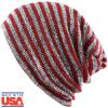 image:imageThe Hat Depot Fashion Junior Youth Unisex Soft Warm Stripe Knit Beanie Winter Hat Made in USA Red