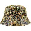 image:imageThe Hat Depot Unisex Cute Unique Print Faux Leather Bucket HatBlack Orange