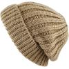 image:imageThe Hat Depot Winter Big Slouchy Chunky Thick Stretch Knit Beanie Fleece Lined Beanie Without Pom Hat1 Straight Khaki