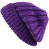 image:imageThe Hat Depot Winter Big Slouchy Chunky Thick Stretch Knit Beanie Fleece Lined Beanie Without Pom Hat1 Straight Purple
