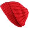 image:imageThe Hat Depot Winter Big Slouchy Chunky Thick Stretch Knit Beanie Fleece Lined Beanie Without Pom Hat1 Straight Red