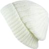 image:imageThe Hat Depot Winter Big Slouchy Chunky Thick Stretch Knit Beanie Fleece Lined Beanie Without Pom Hat1 Straight White