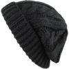 image:imageThe Hat Depot Winter Big Slouchy Chunky Thick Stretch Knit Beanie Fleece Lined Beanie Without Pom Hat2 Curly Black