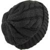 image:imageThe Hat Depot Winter Big Slouchy Chunky Thick Stretch Knit Beanie Fleece Lined Beanie Without Pom Hat2 Curly Black