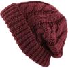 image:imageThe Hat Depot Winter Big Slouchy Chunky Thick Stretch Knit Beanie Fleece Lined Beanie Without Pom Hat2 Curly Burgundy