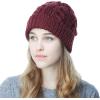image:imageThe Hat Depot Winter Big Slouchy Chunky Thick Stretch Knit Beanie Fleece Lined Beanie Without Pom Hat2 Curly Burgundy
