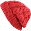 image:imageThe Hat Depot Winter Big Slouchy Chunky Thick Stretch Knit Beanie Fleece Lined Beanie Without Pom Hat2 Curly Coral