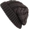 image:imageThe Hat Depot Winter Big Slouchy Chunky Thick Stretch Knit Beanie Fleece Lined Beanie Without Pom Hat2 Curly Dark Brown