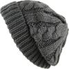 image:imageThe Hat Depot Winter Big Slouchy Chunky Thick Stretch Knit Beanie Fleece Lined Beanie Without Pom Hat2 Curly Dark Grey