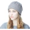 image:imageThe Hat Depot Winter Big Slouchy Chunky Thick Stretch Knit Beanie Fleece Lined Beanie Without Pom Hat2 Curly Grey