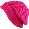 image:imageThe Hat Depot Winter Big Slouchy Chunky Thick Stretch Knit Beanie Fleece Lined Beanie Without Pom Hat2 Curly Hot Pink