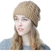 image:imageThe Hat Depot Winter Big Slouchy Chunky Thick Stretch Knit Beanie Fleece Lined Beanie Without Pom Hat2 Curly Khaki