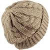 image:imageThe Hat Depot Winter Big Slouchy Chunky Thick Stretch Knit Beanie Fleece Lined Beanie Without Pom Hat2 Curly Khaki