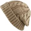 image:imageThe Hat Depot Winter Big Slouchy Chunky Thick Stretch Knit Beanie Fleece Lined Beanie Without Pom Hat2 Curly Khaki