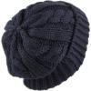 image:imageThe Hat Depot Winter Big Slouchy Chunky Thick Stretch Knit Beanie Fleece Lined Beanie Without Pom Hat2 Curly Navy