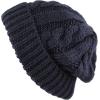 image:imageThe Hat Depot Winter Big Slouchy Chunky Thick Stretch Knit Beanie Fleece Lined Beanie Without Pom Hat2 Curly Navy