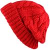image:imageThe Hat Depot Winter Big Slouchy Chunky Thick Stretch Knit Beanie Fleece Lined Beanie Without Pom Hat2 Curly Red