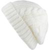 image:imageThe Hat Depot Winter Big Slouchy Chunky Thick Stretch Knit Beanie Fleece Lined Beanie Without Pom Hat2 Curly White