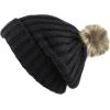 image:imageThe Hat Depot Winter Faux Fur Pom Pom Knit Beanie Skull HatBlack