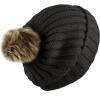 image:imageThe Hat Depot Winter Faux Fur Pom Pom Knit Beanie Skull HatBlack
