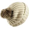 image:imageThe Hat Depot Winter Faux Fur Pom Pom Knit Beanie Skull HatIvory