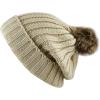 image:imageThe Hat Depot Winter Faux Fur Pom Pom Knit Beanie Skull HatIvory