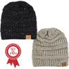 image:imageThe Hat Depot Winter Multi Color Ribbed Beanie  Soft Stretch Cable Knit  Warm Skull CapSet of Black and Khaki