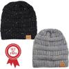 image:imageThe Hat Depot Winter Multi Color Ribbed Beanie  Soft Stretch Cable Knit  Warm Skull CapSet of Grey and Black