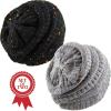 image:imageThe Hat Depot Winter Multi Color Ribbed Beanie  Soft Stretch Cable Knit  Warm Skull CapSet of Grey and Black