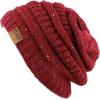 image:imageThe Hat Depot Winter Multi Color Ribbed Beanie  Soft Stretch Cable Knit  Warm Skull CapSet of Grey and Wine