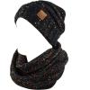image:imageThe Hat Depot Winter Multi Color Ribbed Beanie  Soft Stretch Cable Knit  Warm Skull CapSlouchy Black Beanie Bundle