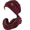 image:imageThe Hat Depot Winter Multi Color Ribbed Beanie  Soft Stretch Cable Knit  Warm Skull CapSlouchy Burgundy Beanie Bundle