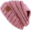 image:imageThe Hat Depot Winter Multi Color Ribbed Beanie  Soft Stretch Cable Knit  Warm Skull CapSlouchy Pink Beanie Bundle