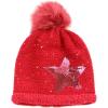 image:imageThe Hat Depot Winter Shiny Star Faux Fur Pom Pom Knit Beanie Skully Ski HatRed