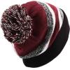 image:imageWinter Knit Beanie Hat with Pom Pom  Warm Cuffed Slouch Ski Cap for Men amp Women1black and Burgundy With Pom