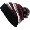 image:imageWinter Knit Beanie Hat with Pom Pom  Warm Cuffed Slouch Ski Cap for Men amp Women1black and Burgundy With Pom