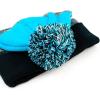 image:imageWinter Knit Beanie Hat with Pom Pom  Warm Cuffed Slouch Ski Cap for Men amp Women1black and Turquoise With Pom