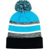 image:imageWinter Knit Beanie Hat with Pom Pom  Warm Cuffed Slouch Ski Cap for Men amp Women1black and Turquoise With Pom