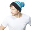 image:imageWinter Knit Beanie Hat with Pom Pom  Warm Cuffed Slouch Ski Cap for Men amp Women1black and Turquoise With Pom