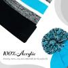 image:imageWinter Knit Beanie Hat with Pom Pom  Warm Cuffed Slouch Ski Cap for Men amp Women1black and Turquoise With Pom