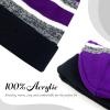 image:imageWinter Knit Beanie Hat with Pom Pom  Warm Cuffed Slouch Ski Cap for Men amp Women2black and Purple