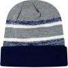 image:imageWinter Knit Beanie Hat with Pom Pom  Warm Cuffed Slouch Ski Cap for Men amp Women2navy and Gray