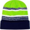 image:imageWinter Knit Beanie Hat with Pom Pom  Warm Cuffed Slouch Ski Cap for Men amp Women2navy and Lime