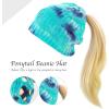 image:imageWomen Beanie for Tie Dye amp Leopard amp Ponytail Cuffed Knit Viscose Acrylic Unisex Slouch Style Winter Hat4 Ponytail  Color 1