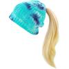 image:imageWomen Beanie for Tie Dye amp Leopard amp Ponytail Cuffed Knit Viscose Acrylic Unisex Slouch Style Winter Hat4 Ponytail  Color 1